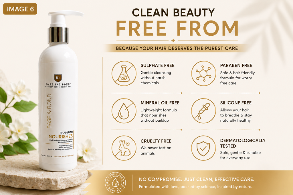 Base & Bond Bond Repair Shampoo | Sulphate Free Professional Hair Shampoo | With Keratin & Shikakai | Repairs Dry, Damaged & Chemically Treated Hair | Smooth & Frizz Control | 300 ml